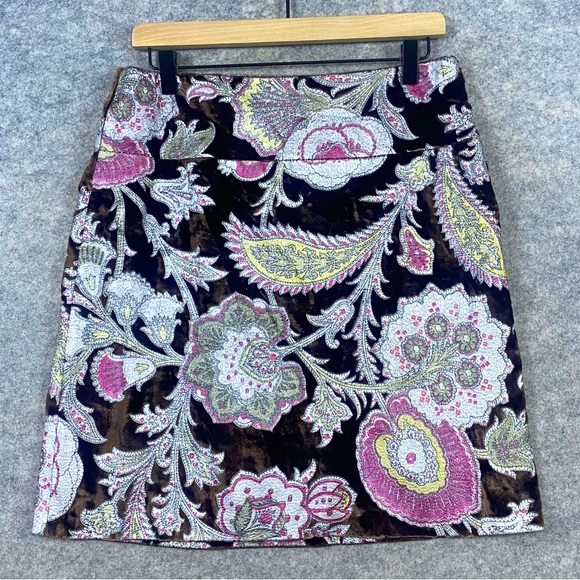 Sevier Skirts‎ A-Line Skirt Size M Paisley Floral Stamped Velvet Whimsigoth Boho - Picture 1 of 9